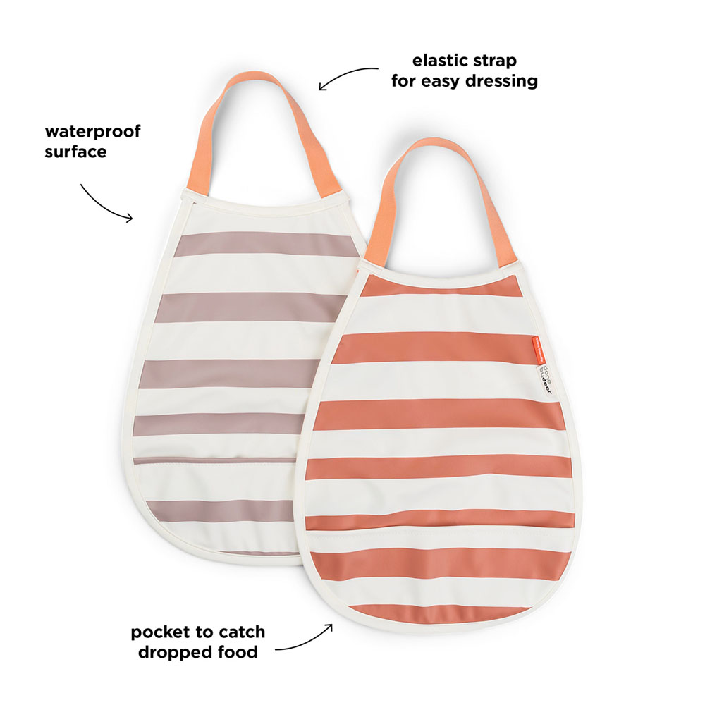 Done by Deer Pull-over smekke 2-pack Stripes Papaya/Powder