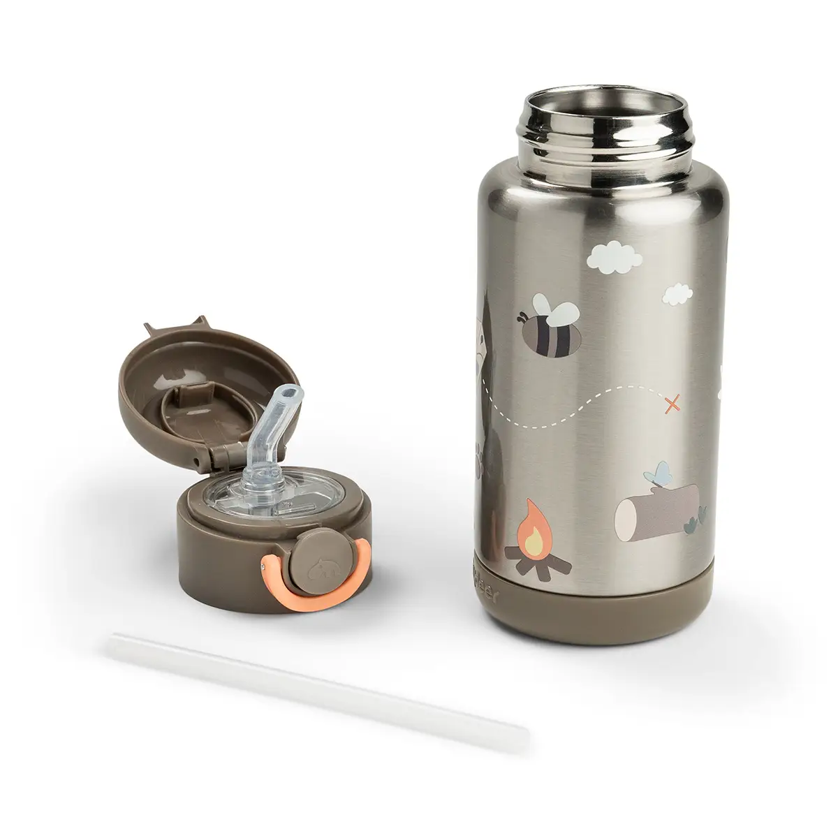 Done by Deer isolert flaske med sugerør Tiny Trails Sand 340 ml