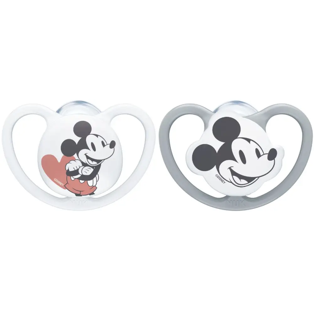 NUK Space Silikon Smokk Mickey Grå/Hvit 0-6 måneder