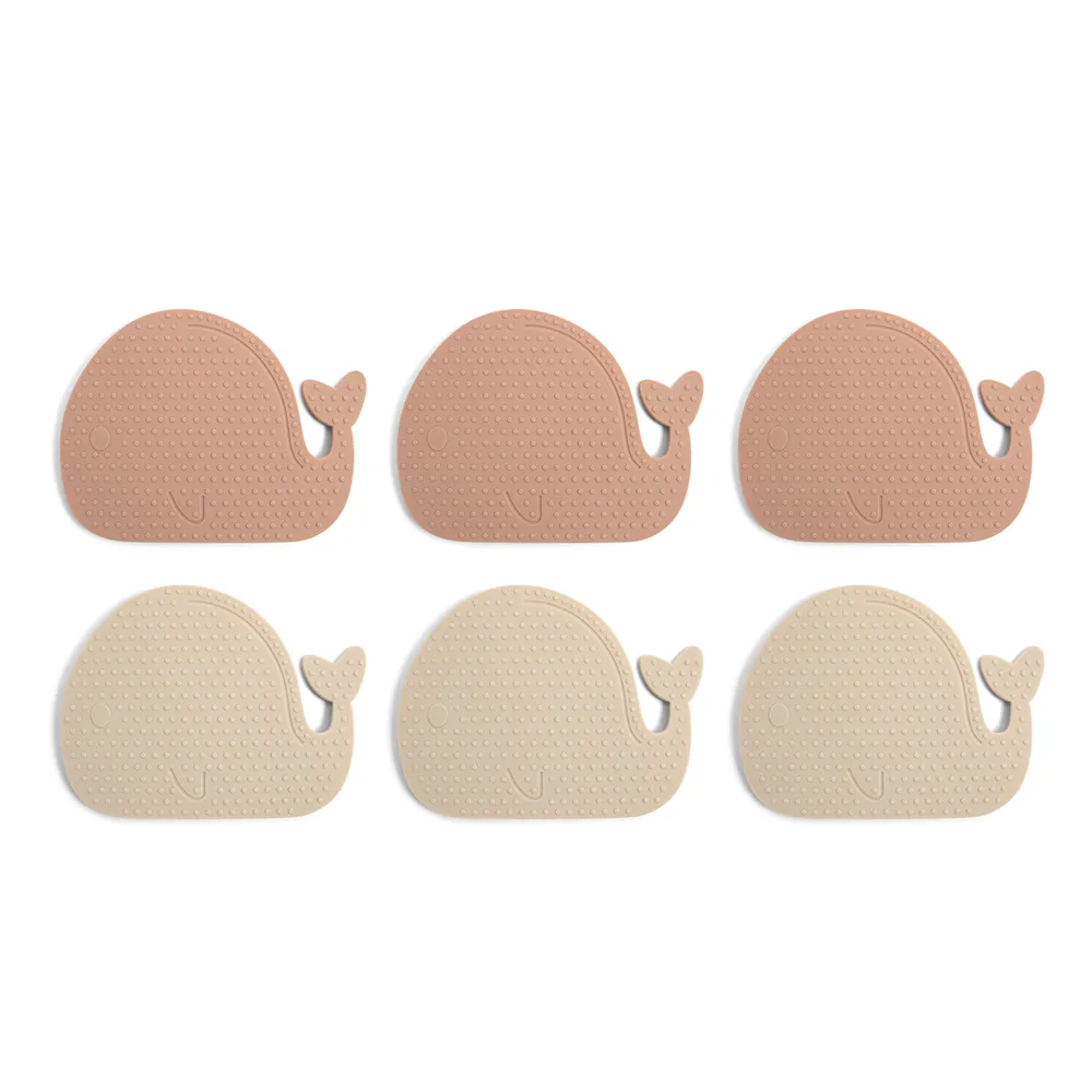Filibabba Silikon mini badematter 6 stk - Whales - Rose Mix