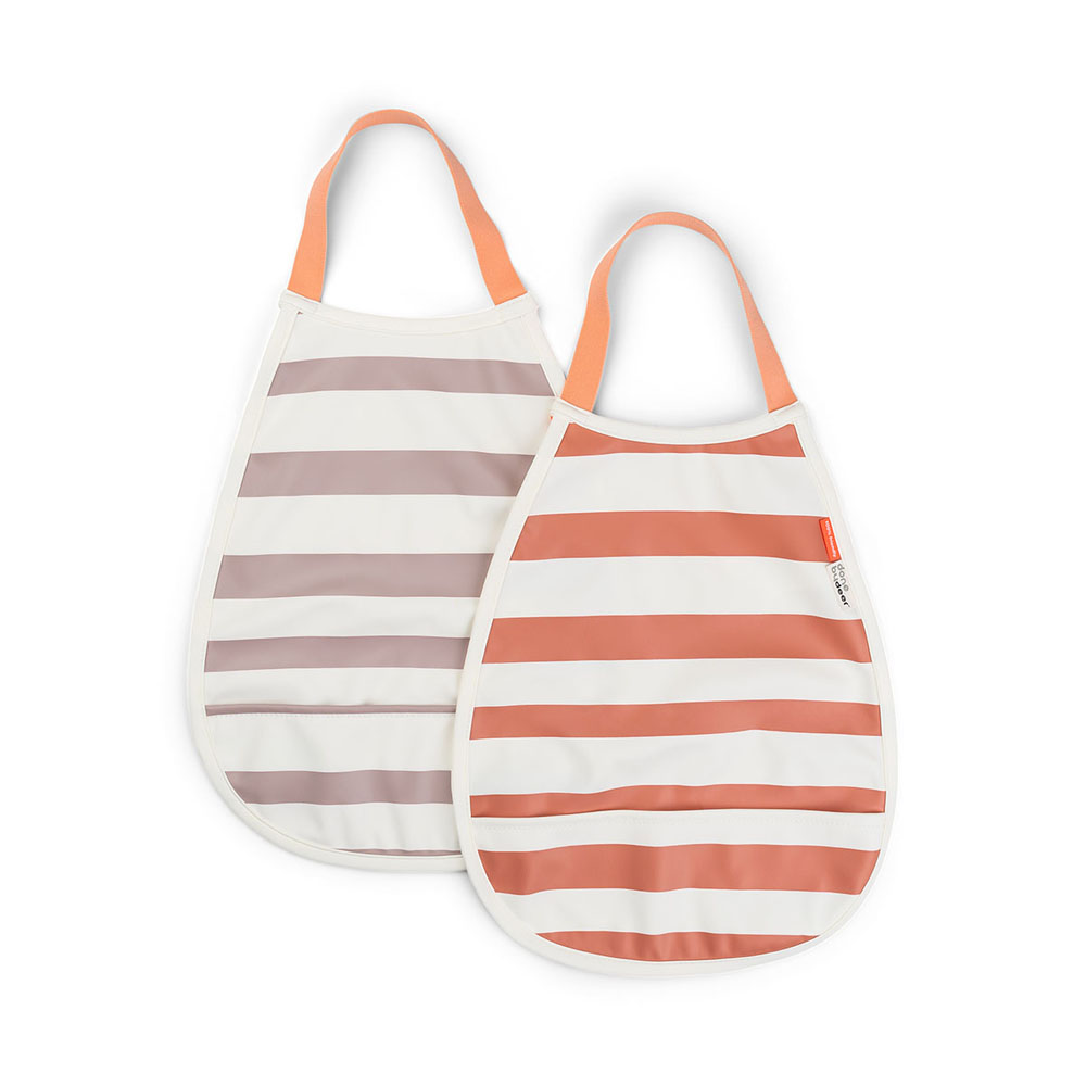 Done by Deer Pull-over smekke 2-pack Stripes Papaya/Powder