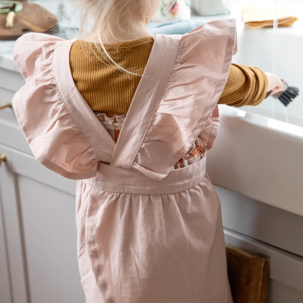 Sebra forkle- & kokkehattesett – Dusty pink/White