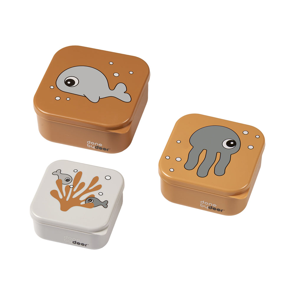 Done by Deer Snack box 3-pk Sea friends Sennep/Grå