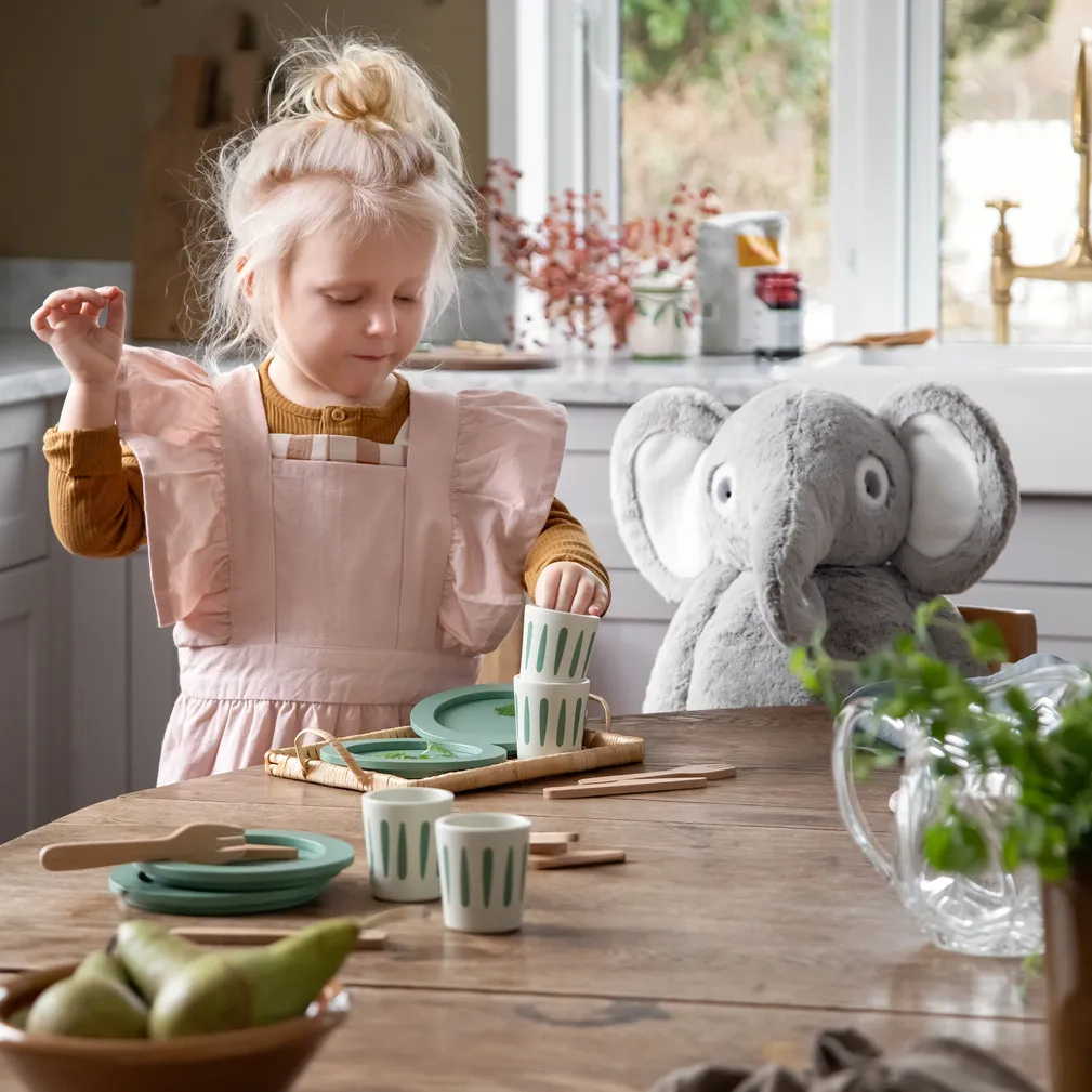 Sebra forkle- & kokkehattesett – Dusty pink/White