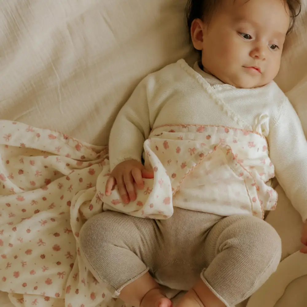 Elodie bambusmuslinteppe Petit River Rose én størrelse