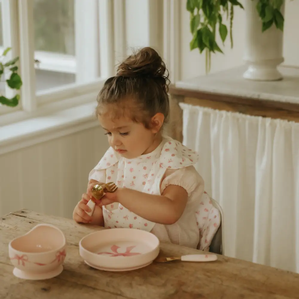 Elodie Silikon Tallerkensett Rosy Bow