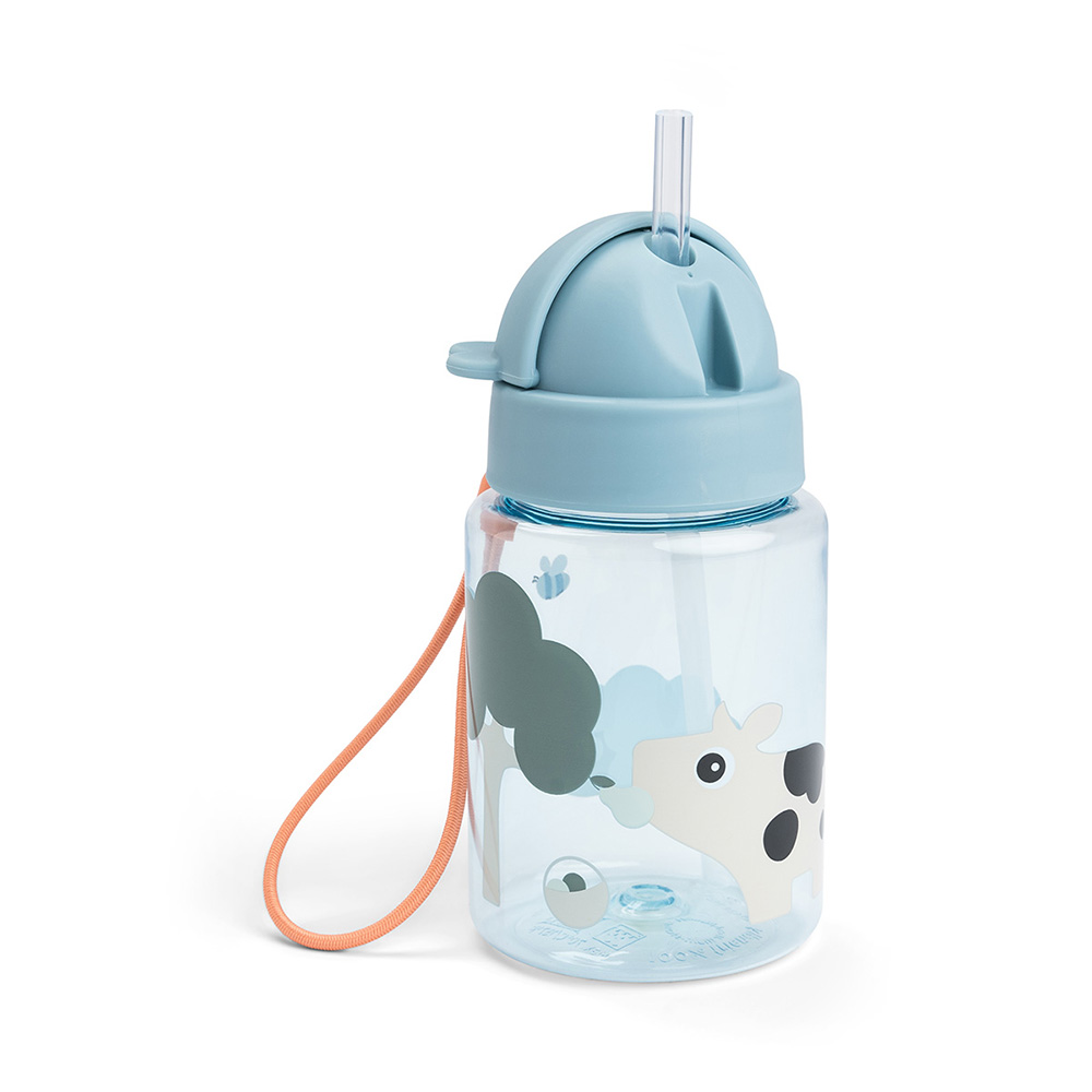 Done by deer vannsflaske med sugerør - Tiny farm Blue