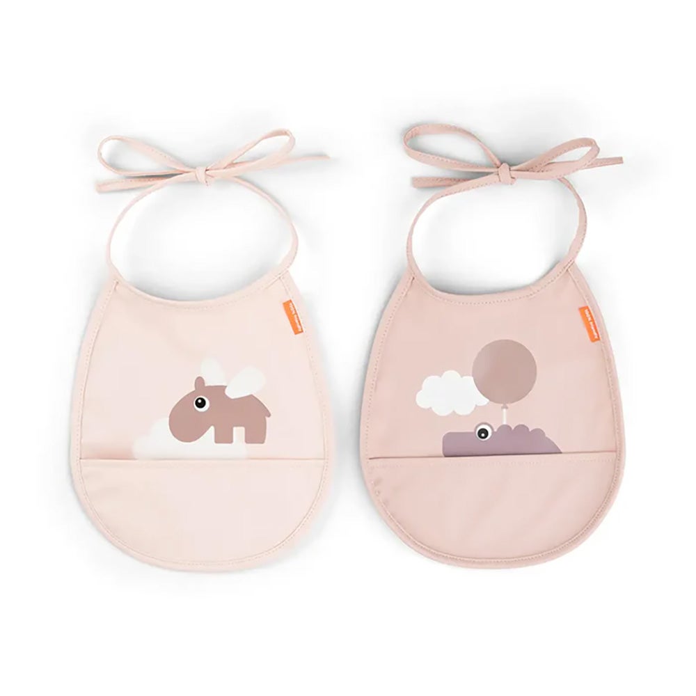Done by Deer bib med lomme  2-pack Happy clouds Powder