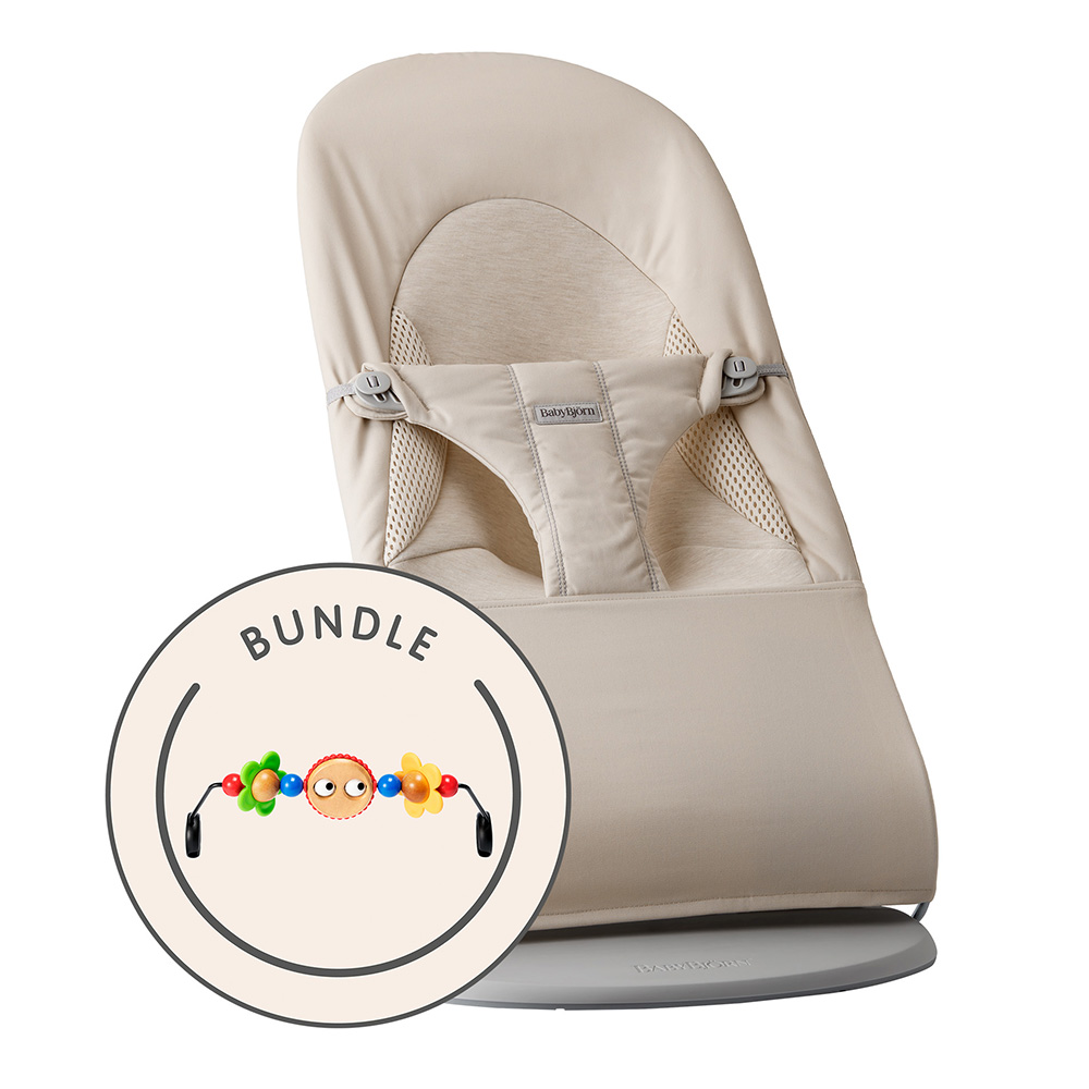 Babybjörn babysitter Vevd/Jersey Tri Stoff, Lys Beige med lekegrind