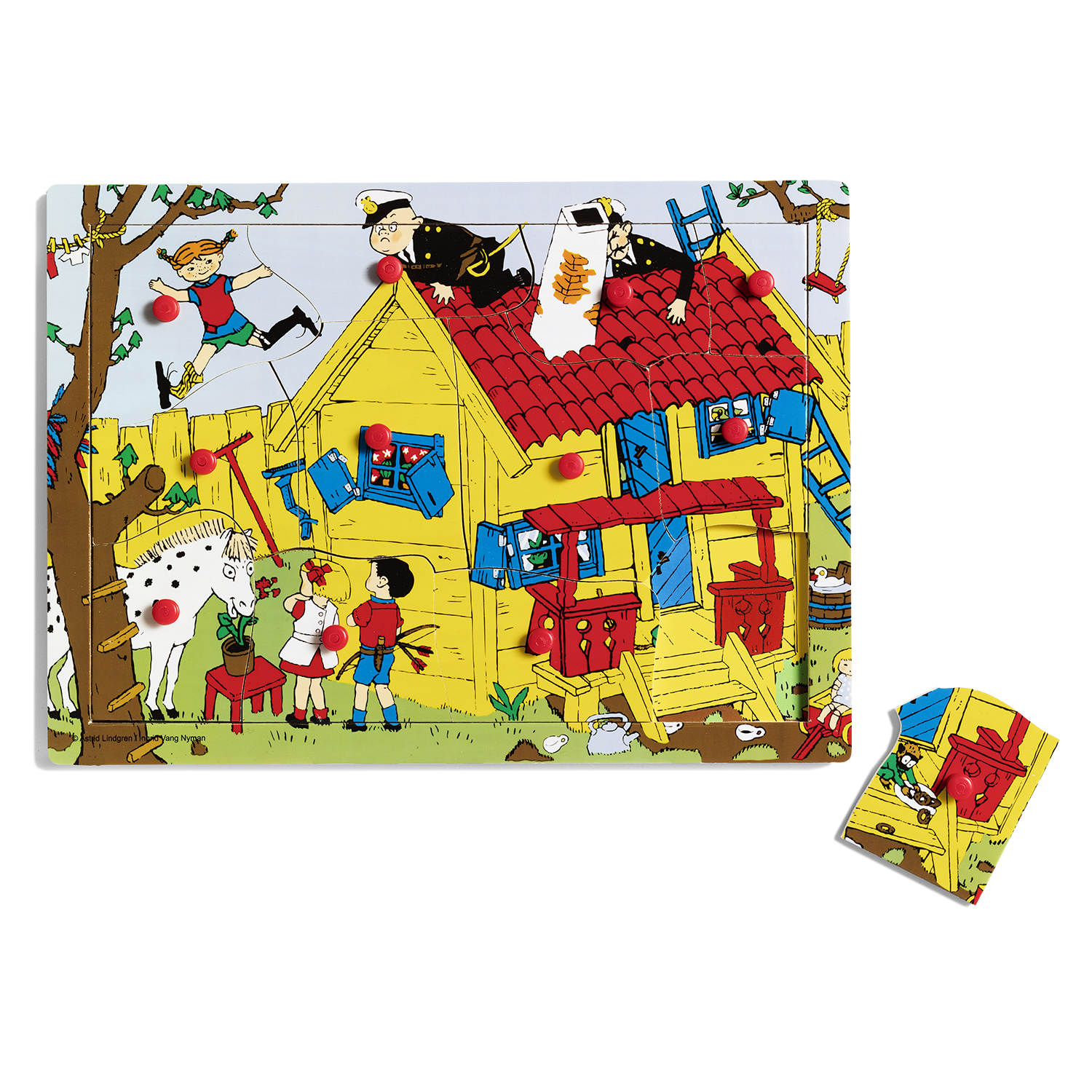 Pippi Knopp Puslespill i tre, 12 brikker