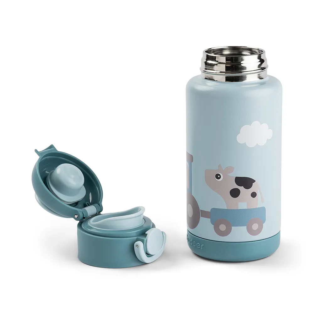 Done by Deer vannflaske Tiny Farm Blue 340 ml