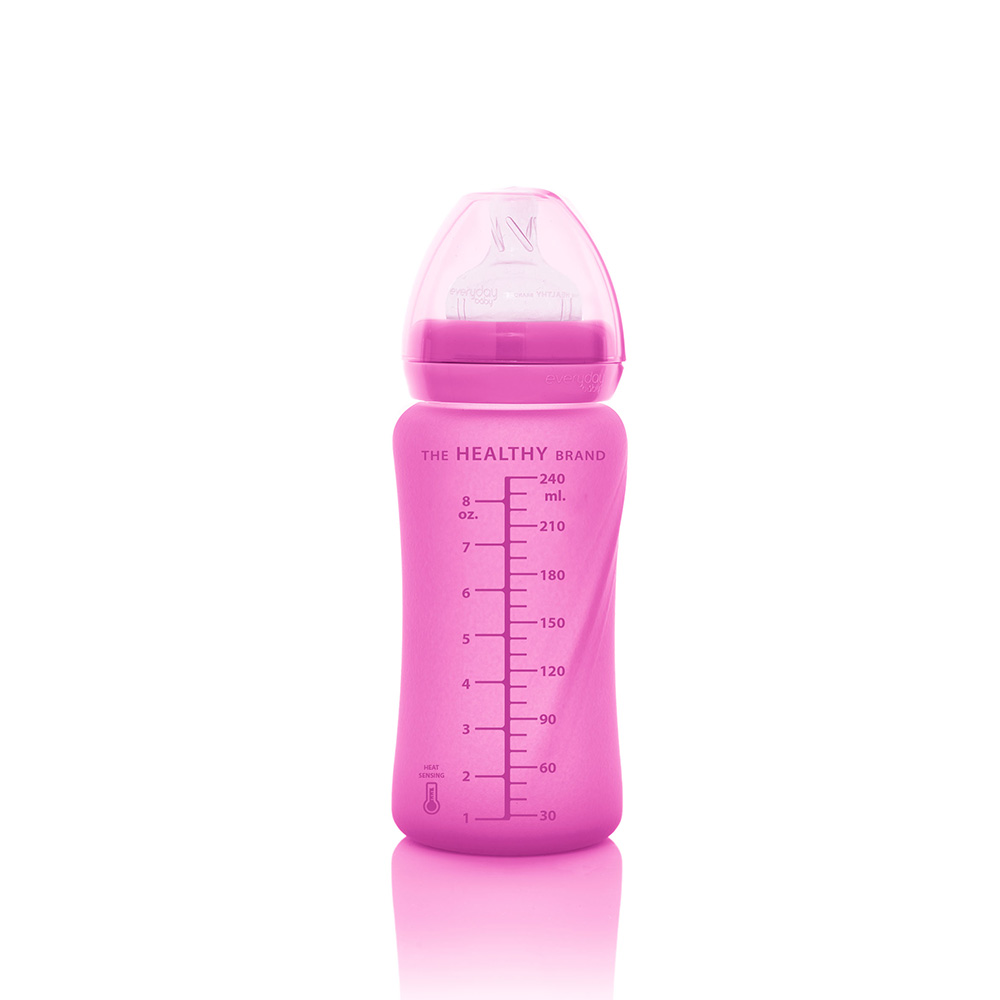  Everyday Baby tåteflaske med varmeføler Healthy + 240 ml - Cerise rosa