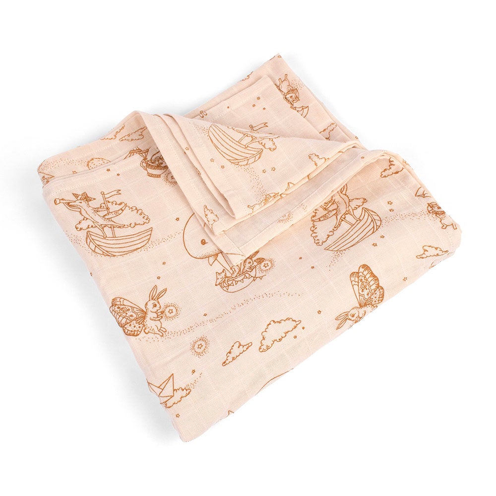Filibabba GOTS muslinteppe 120x120 cm Dreamy Adventurers