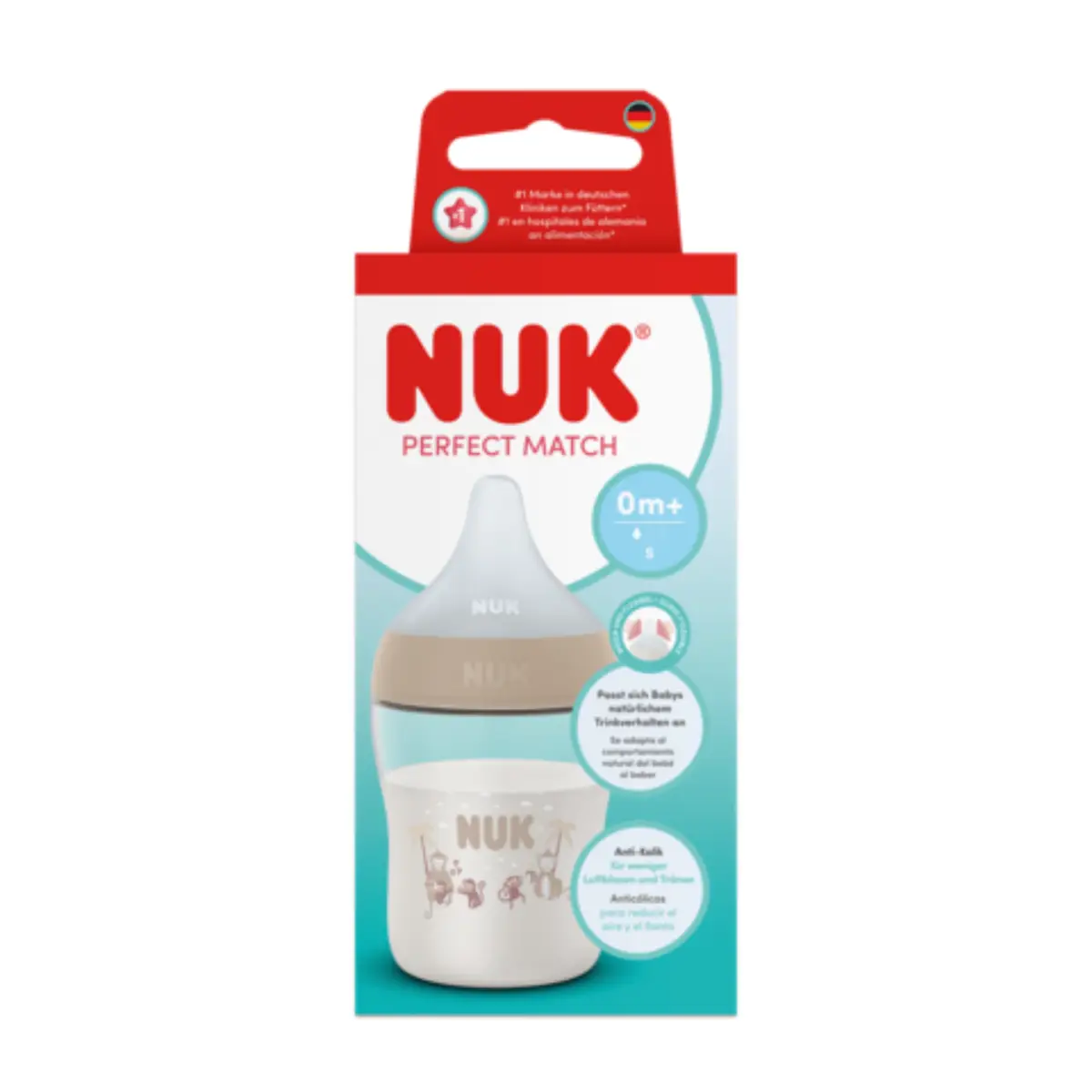  NUK Perfect Match-tåteflaske 150 ml, ape, 0 måneder+