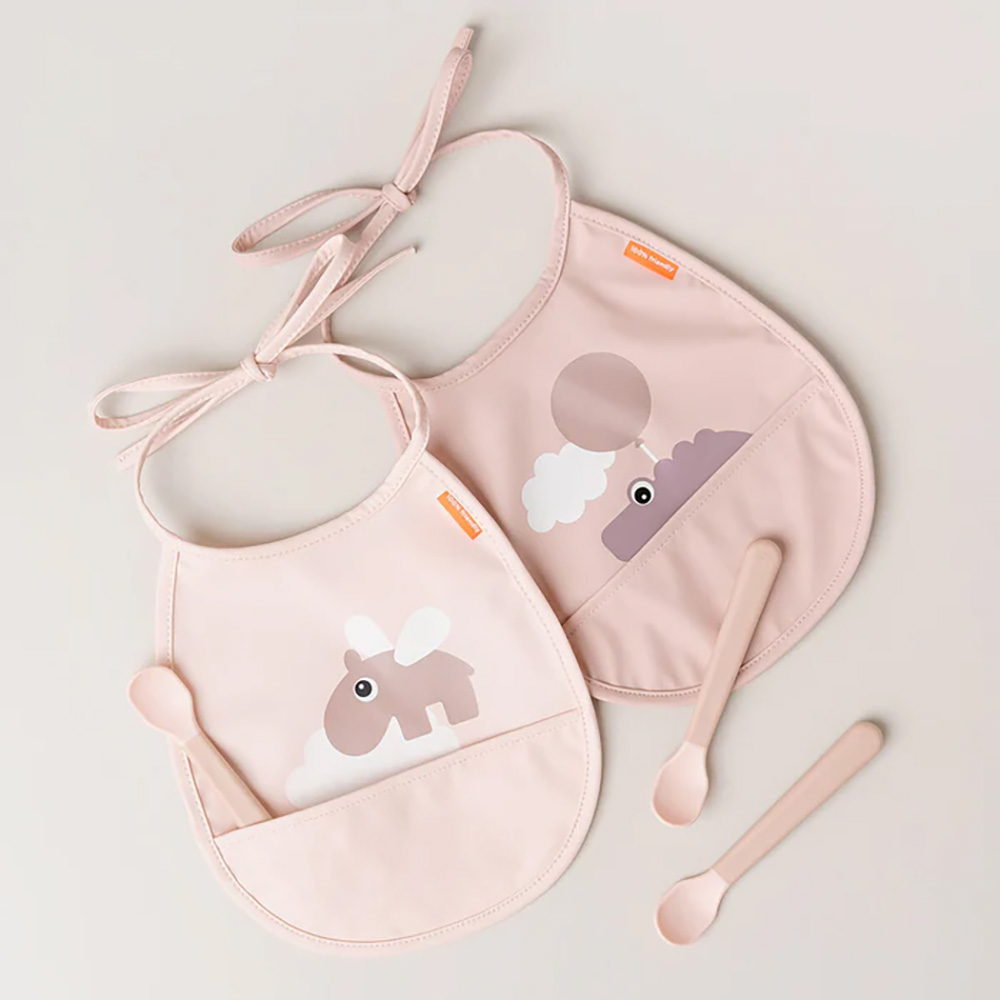 Done by Deer bib med lomme  2-pack Happy clouds Powder