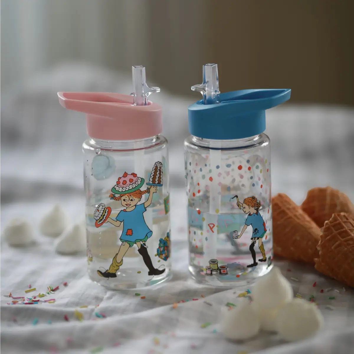 Rätt Start Pippi-bursdag, vannflaske i plast, blå