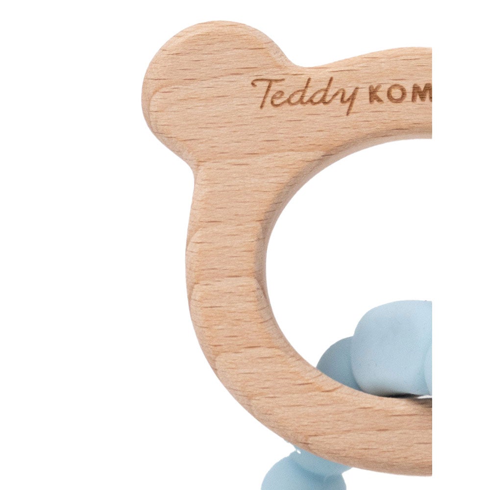 Teddykompaniet Bitering i silikon & tre turkis