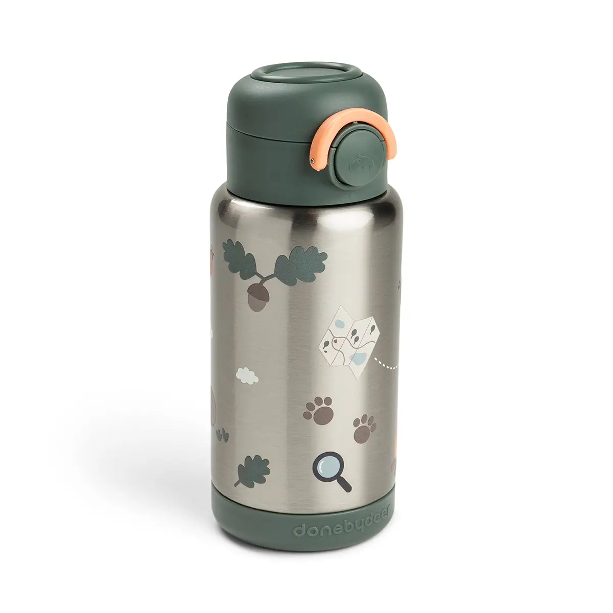 Done by Deer isolert flaske med sugerør Tiny Trails grønn 340 ml