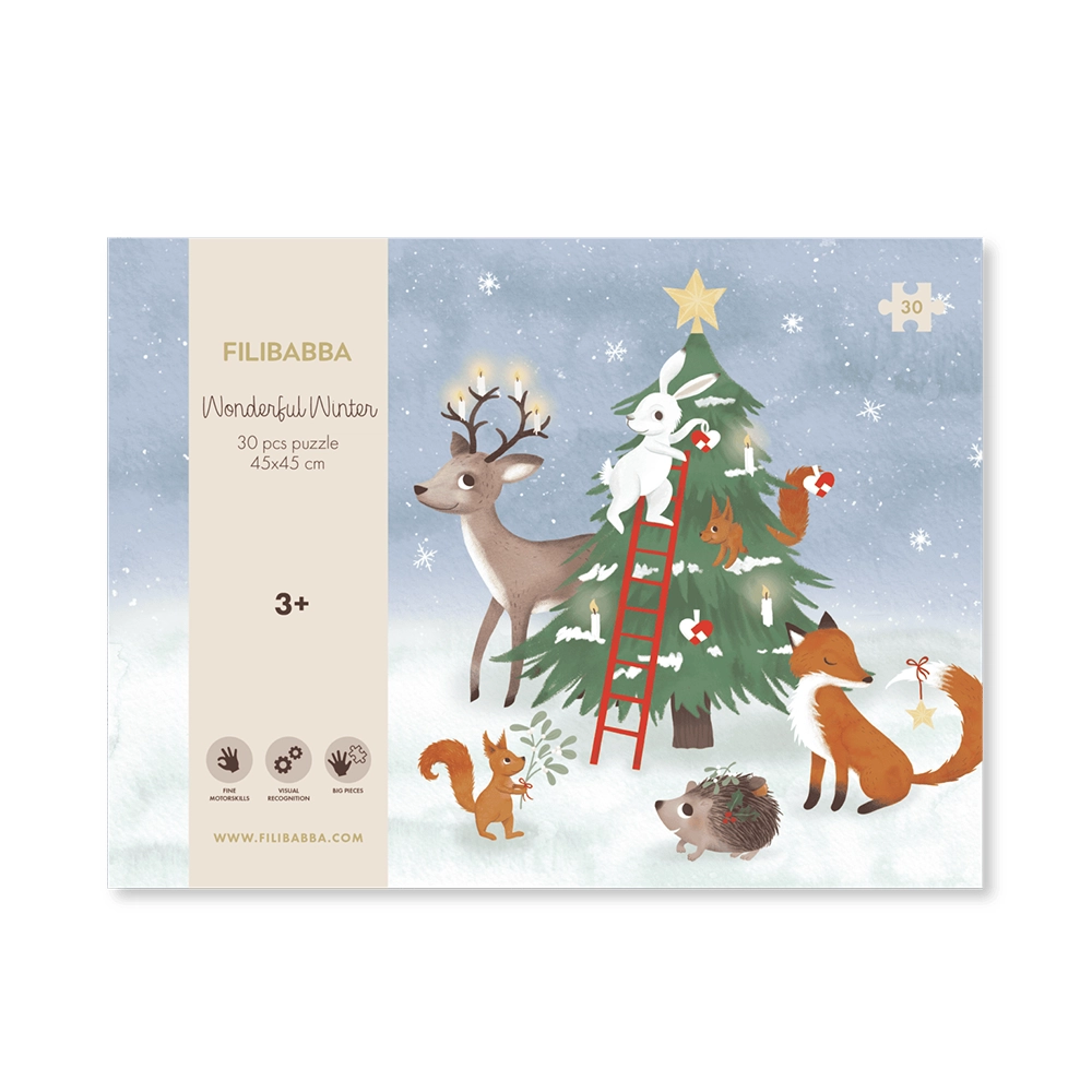 Filibabba 30-delers puslespill (45x45 cm) Fantastiske Vinterskogvenner