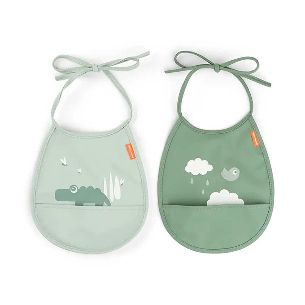 Done by Deer bib med lomme  2-pack Croco Green