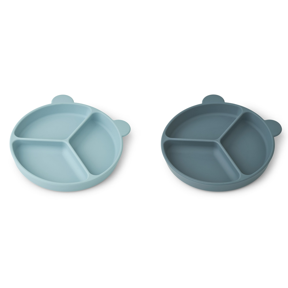 Liewood Stacy skiller sugeplate 2-pak Whale blue / Dove blue
