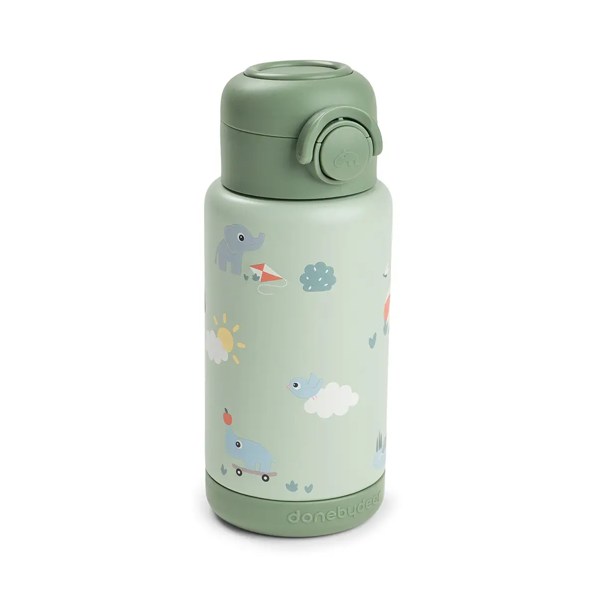 Done by Deer isolert flaske med sugerør, Playground Green, 340 ml
