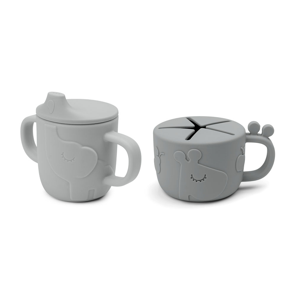 Done by Deer Peekaboo mugg/snack set Deer friends Grey