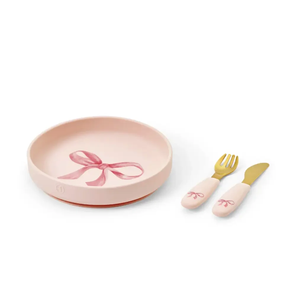 Elodie Silikon Tallerkensett Rosy Bow
