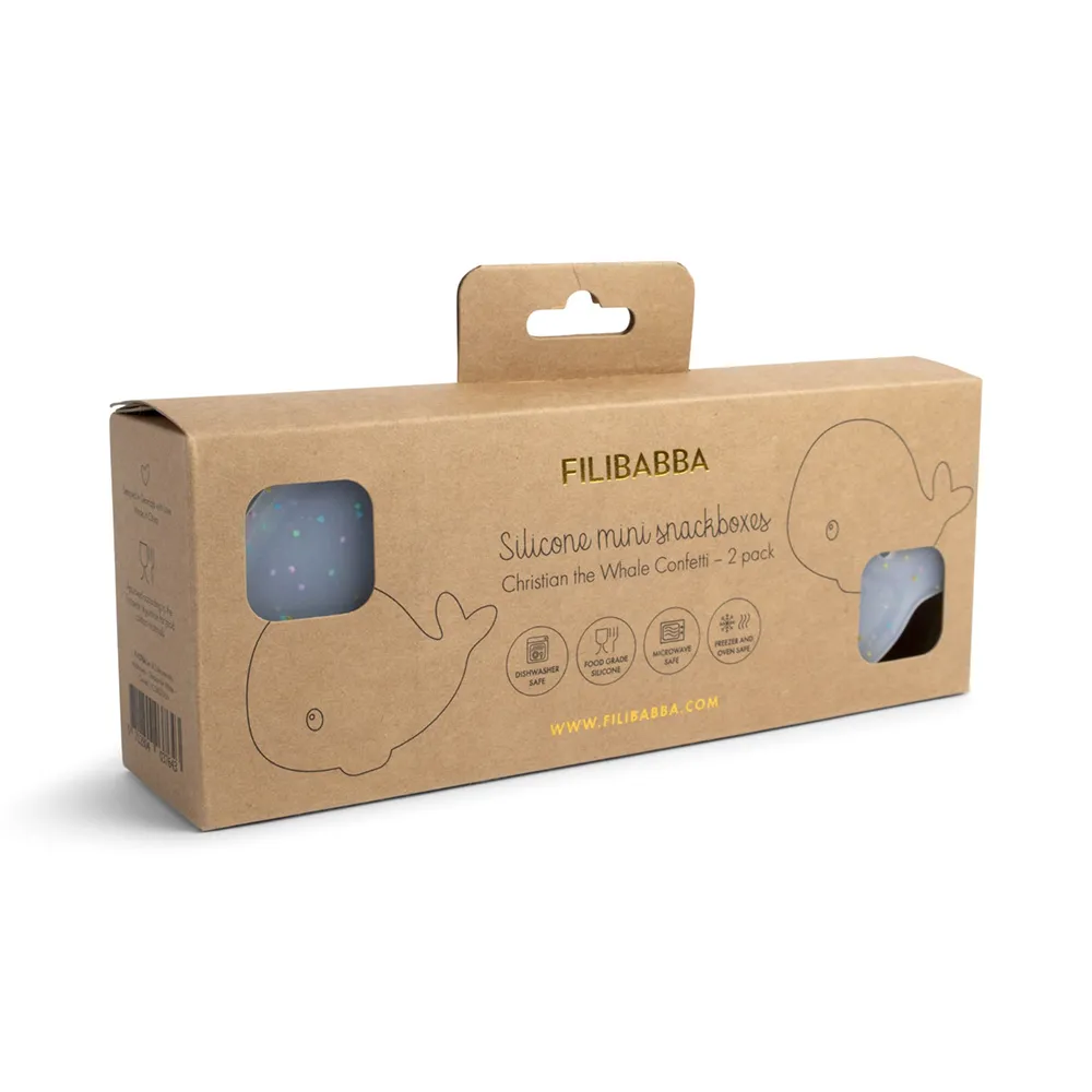 Filibabba Sett med 2 mini snackbokser i silikon - Hvalen Christian