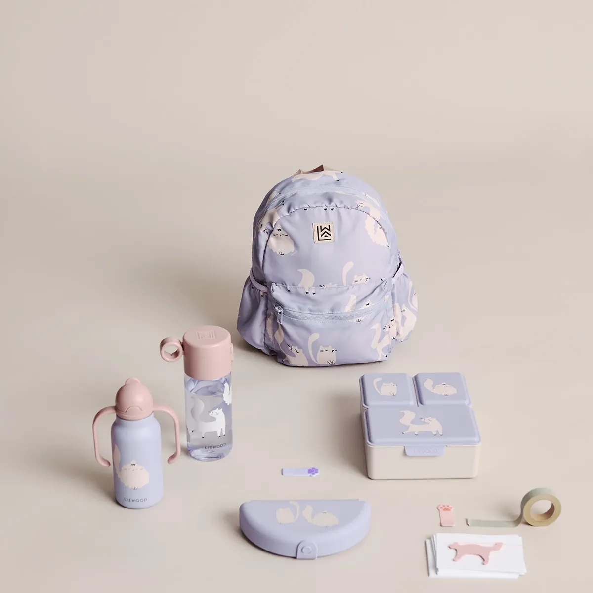 Liewood Eugene sammenleggbar snacksboks Cat / Warm lilac