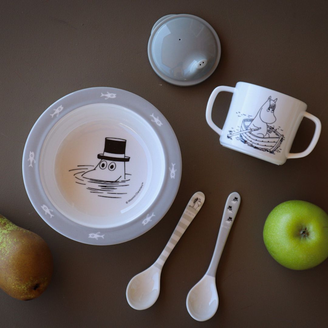Rätt Start Mumin vann- og badesugekoppplate grå