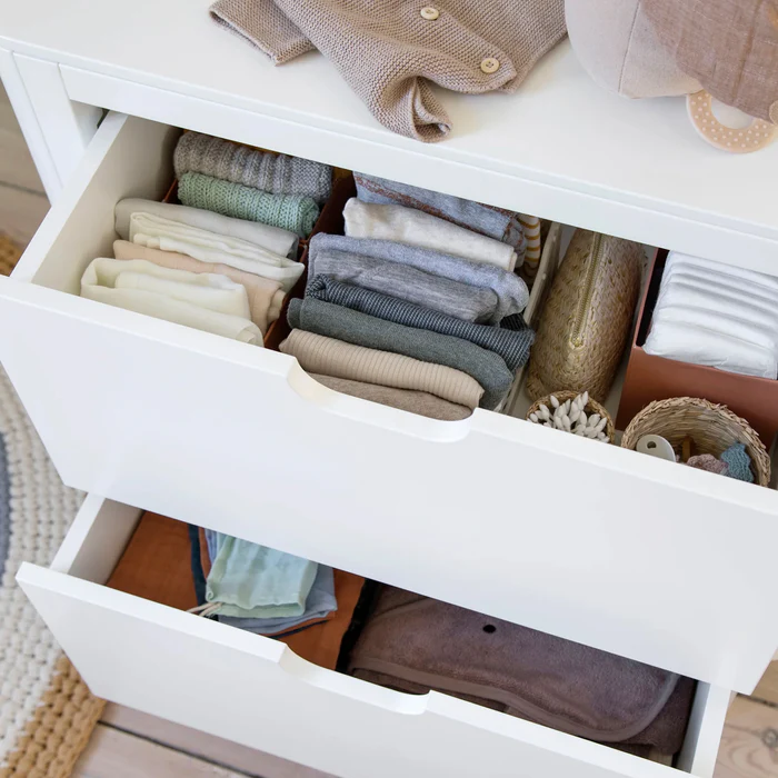 Sebra stellebord med skuffer, White