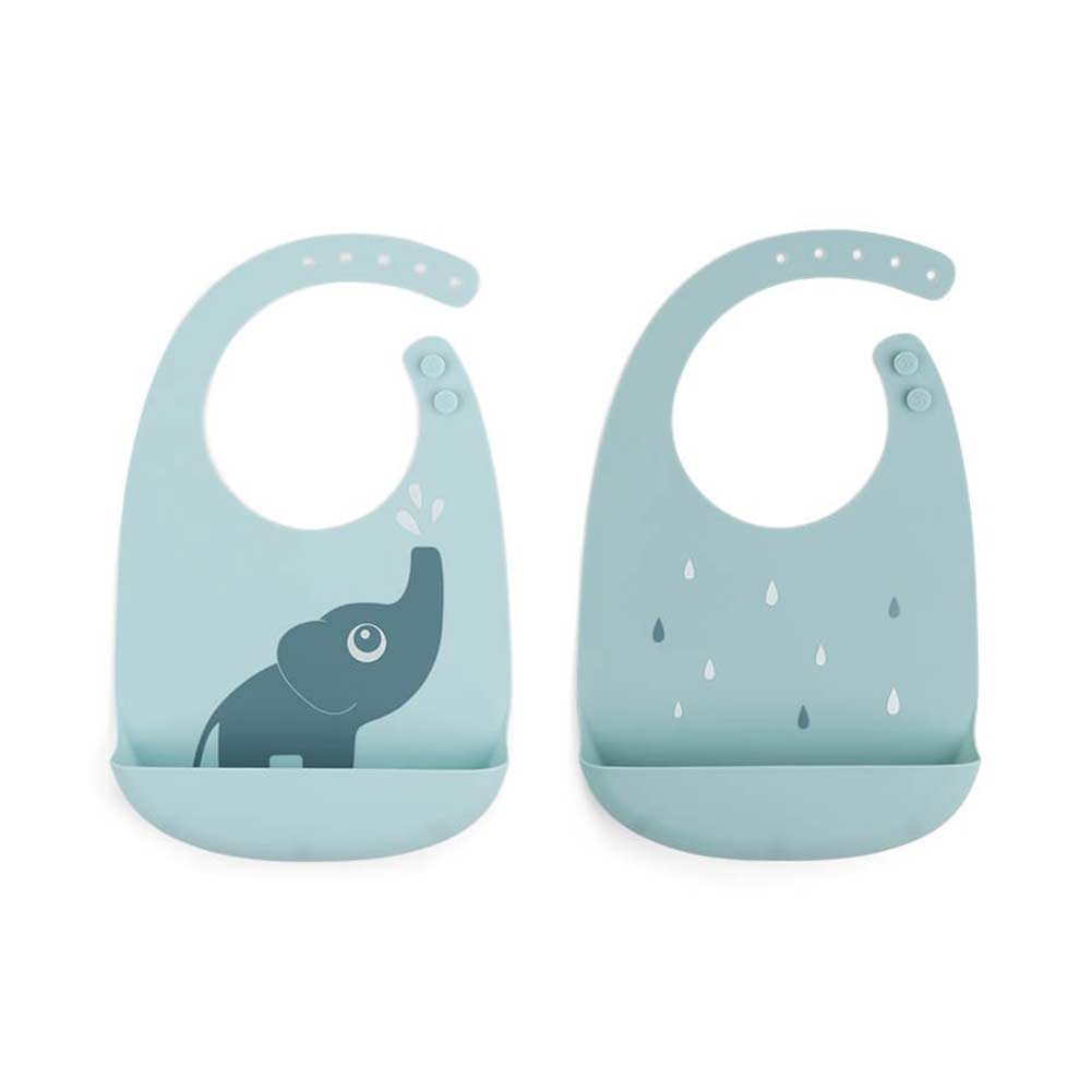 Done by Deer Bib silikon 2-pakning Elphee Blue