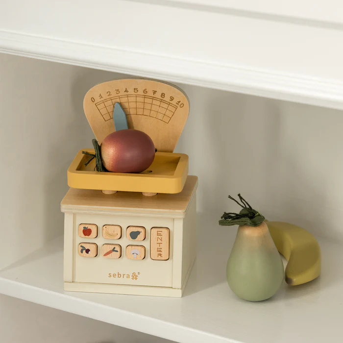 Sebra butikkvekt i tre