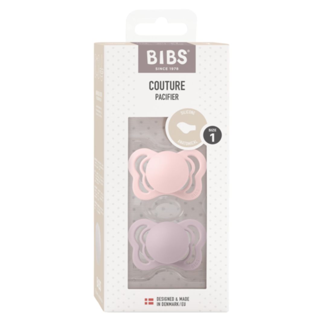 BIBS smokk Couture 2-pakning silikon 0-6m Blossom / Dusky Lilac