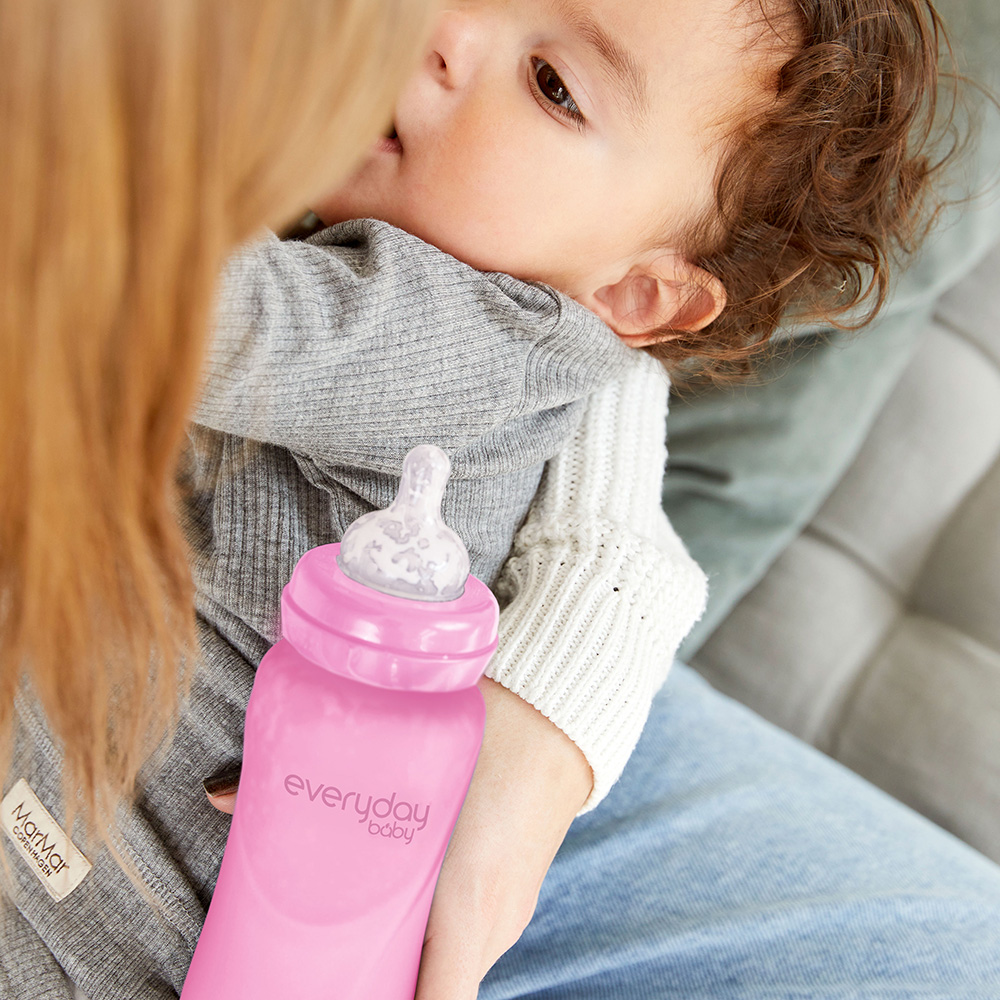  Everyday Baby tåteflaske med varmeføler Healthy + 240 ml - Cerise rosa