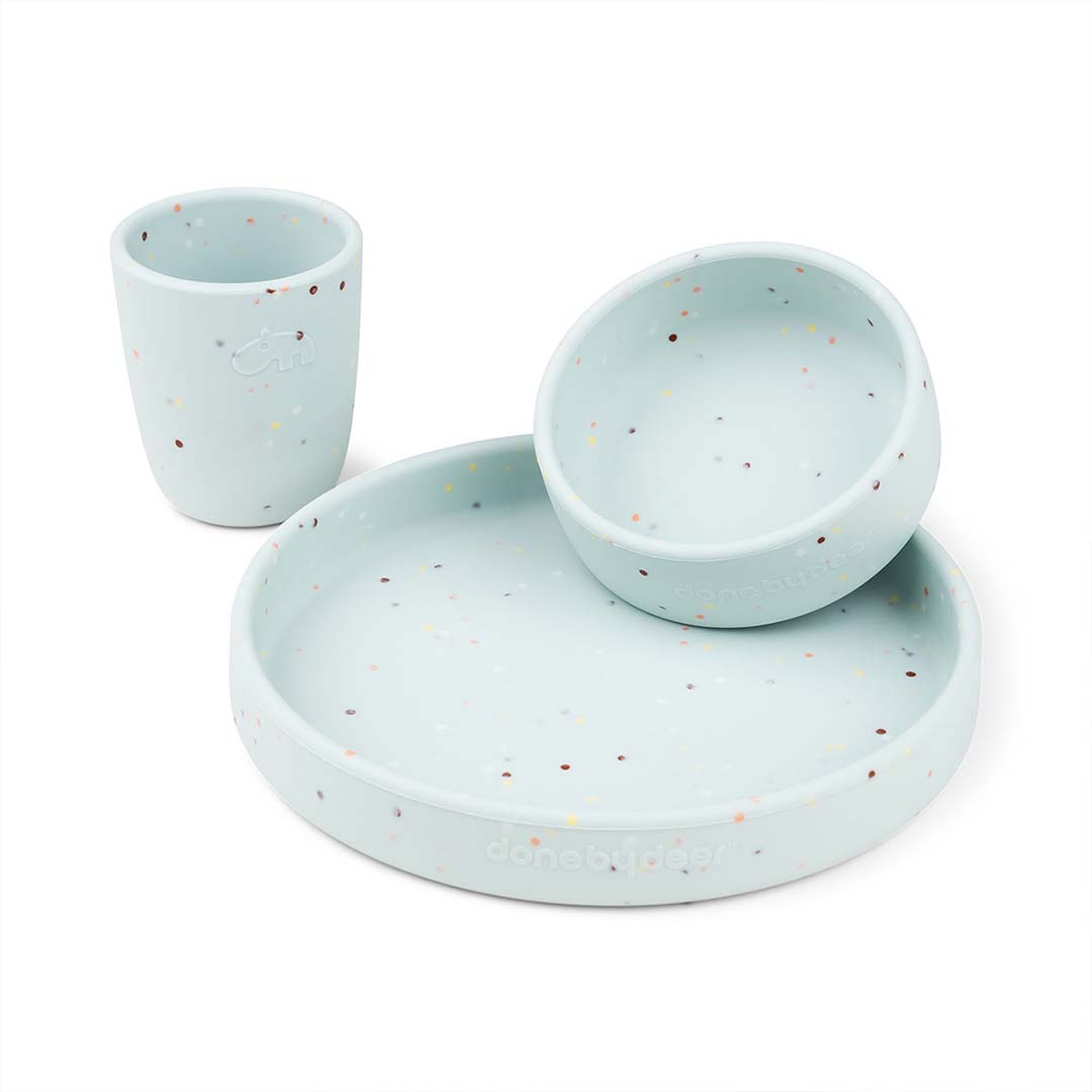 Done by Deer Silikonmattesett Confetti Blue
