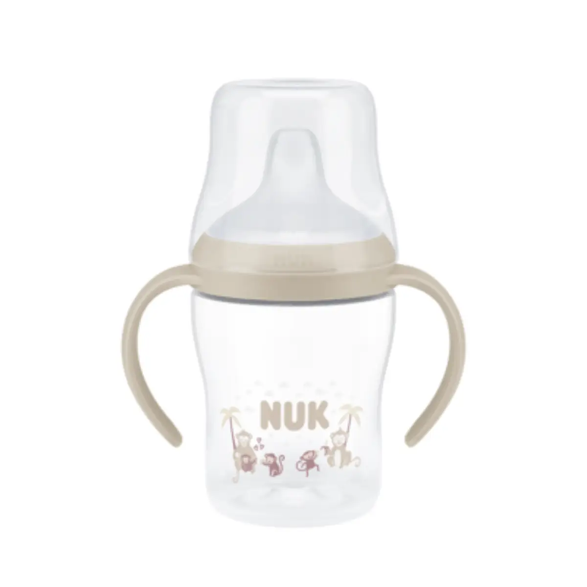 NUK Perfect Match tåteflaske med håndtak 150 ml, ape, 6 måneder+