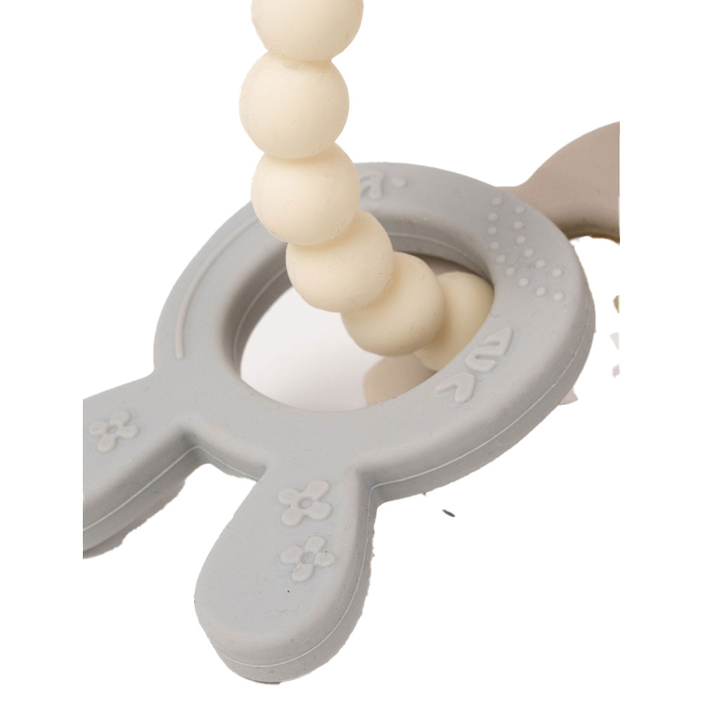 Teddykompaniet Bitering i silikon & tre krem