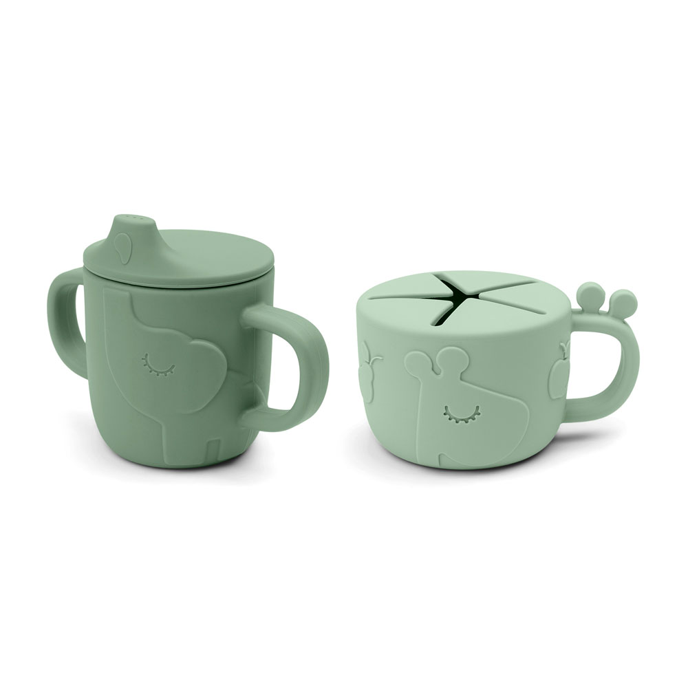 Done by Deer Peekaboo mugg/snack set Deer friends Green