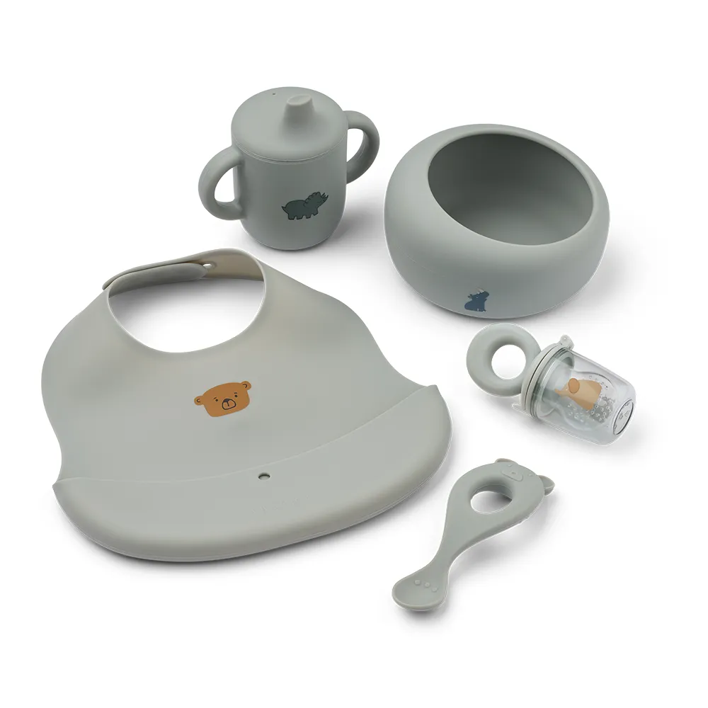 Liewood Mileah spisesett for baby Dove blue