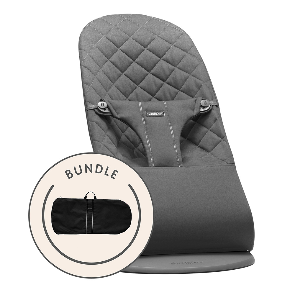BabyBjörn babysitter Vevd, Klassisk Quilt, Antrasitt med transportpose