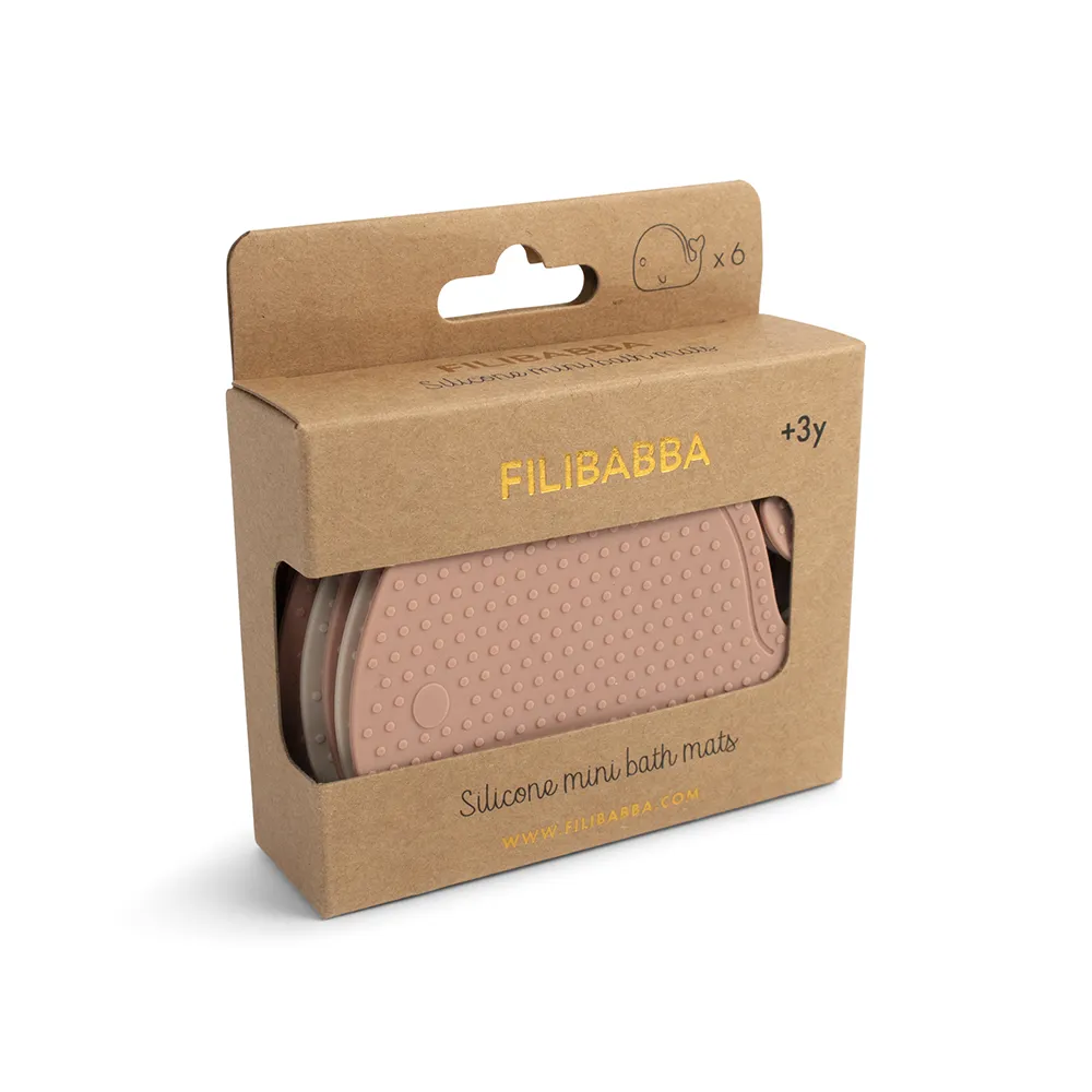 Filibabba Silikon mini badematter 6 stk - Whales - Rose Mix