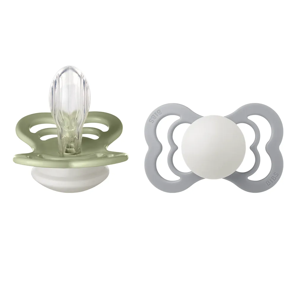 BIBS Supreme 2 PACK silikon størrelse 2 Sage GLOW/Cloud GLOW