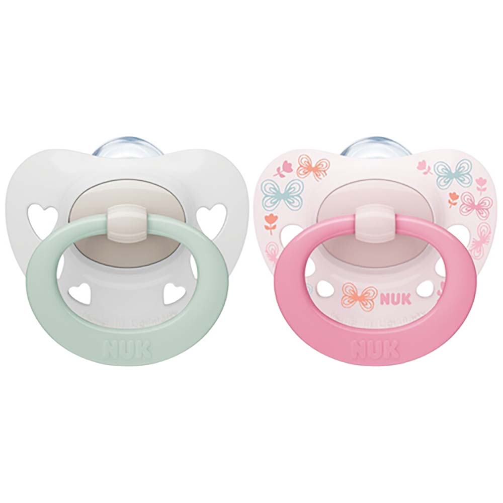 NUK smokk 0-6 m Signature Rose/White
