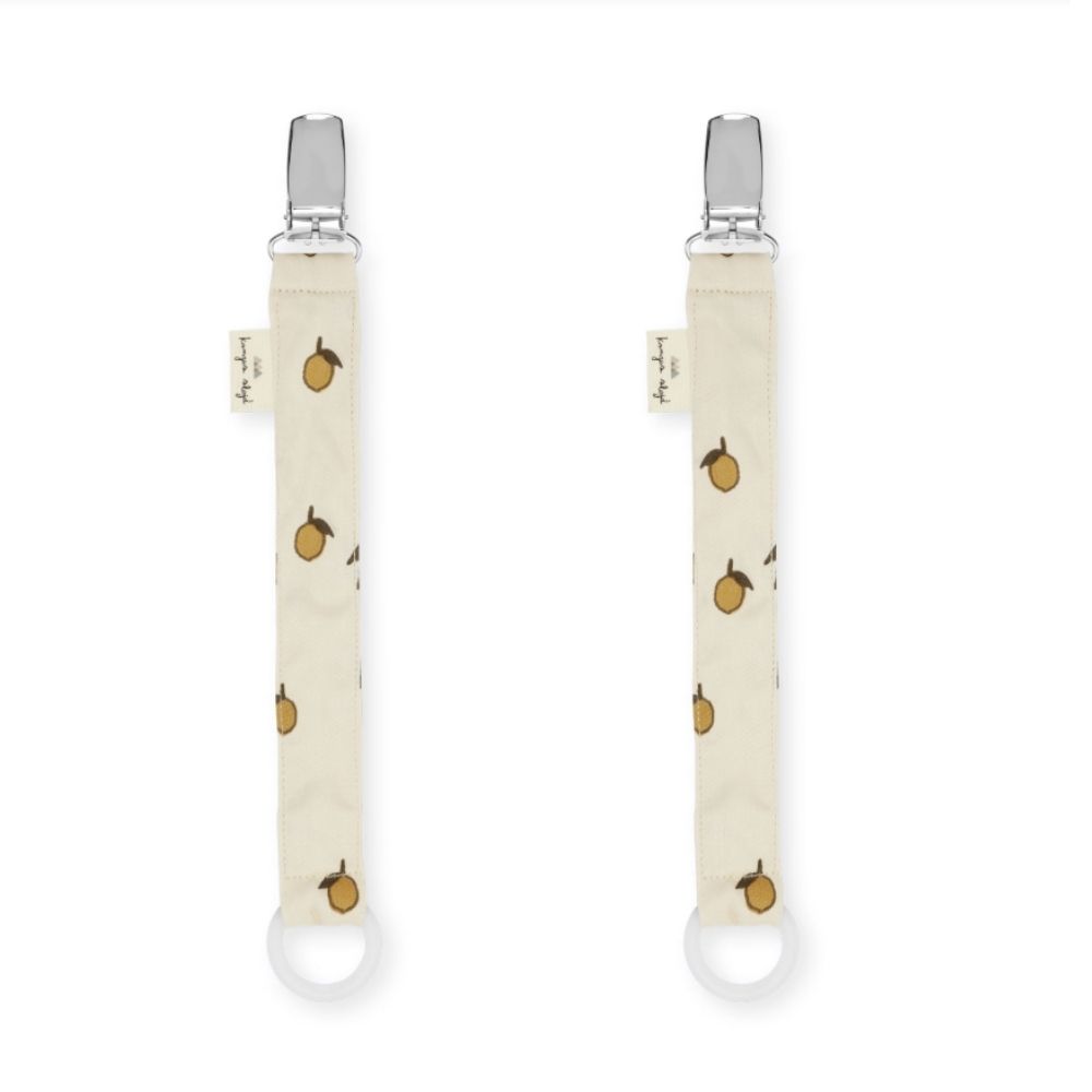 Konges Sløjd 2 Pack Pacifier Strap Lemon-One Size