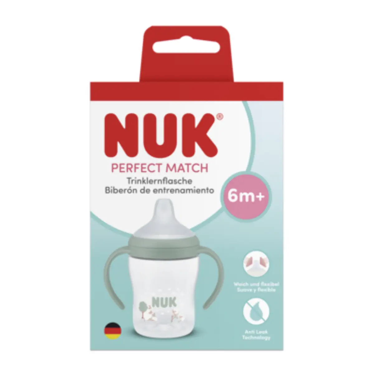NUK Perfect Match tåteflaske med håndtak 150 ml, sau, 6 måneder+