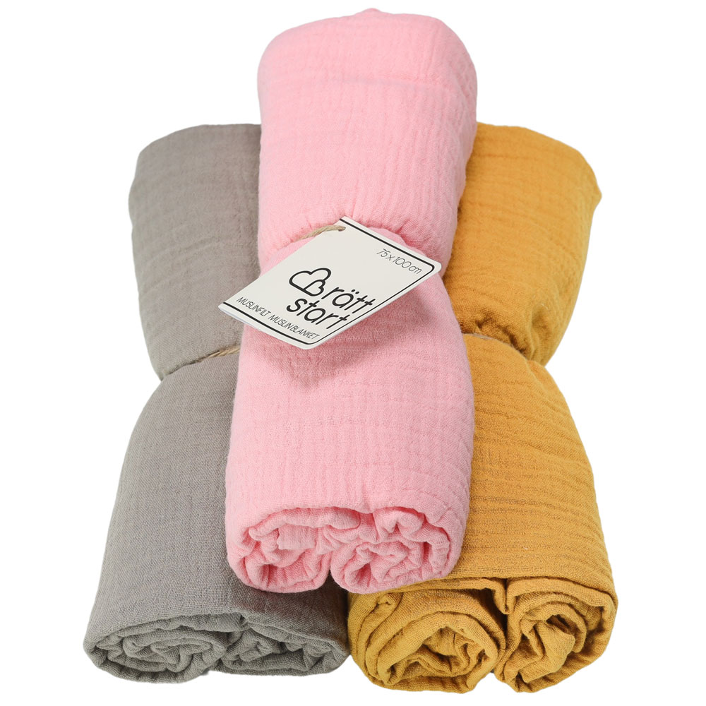Rätt Start Muslin-teppe rosa