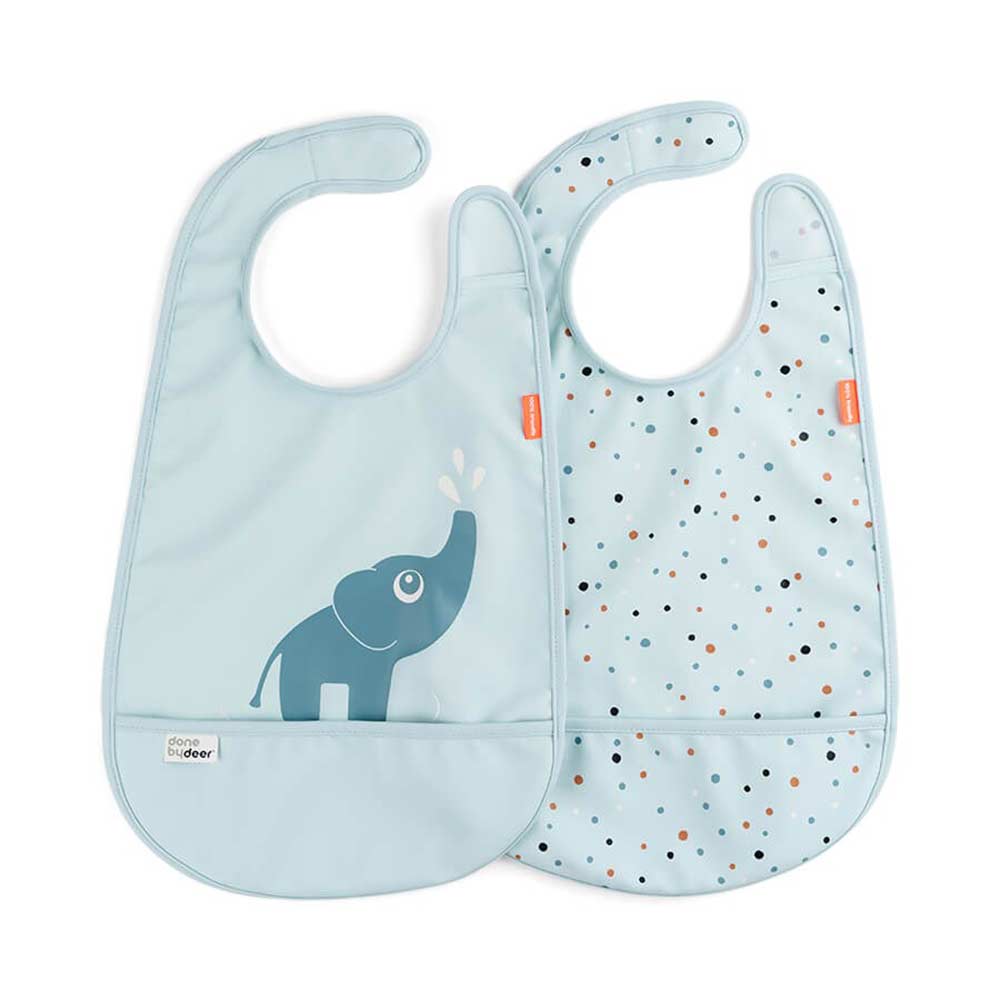 Done by Deer bib 2-pakning Deer friends Elphee Blue