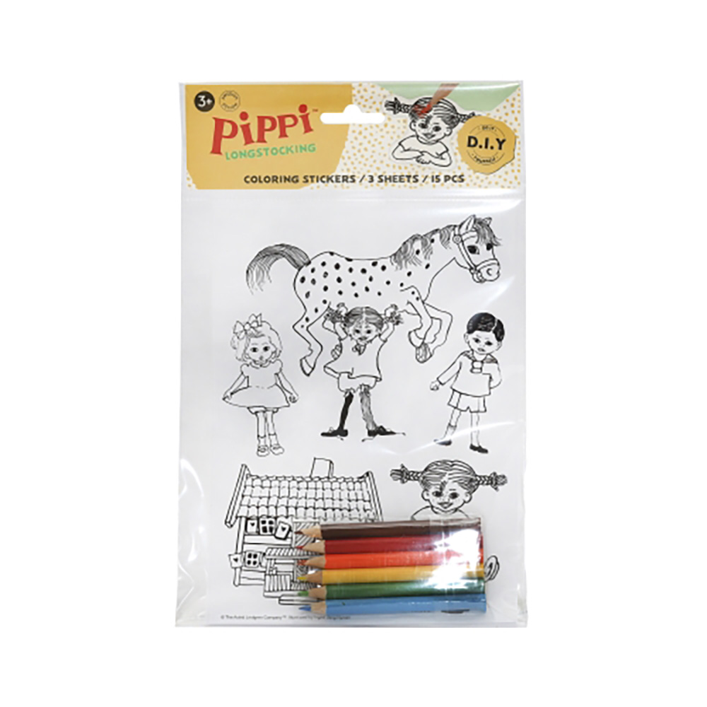 Pippi-klistremerker å fargelegge